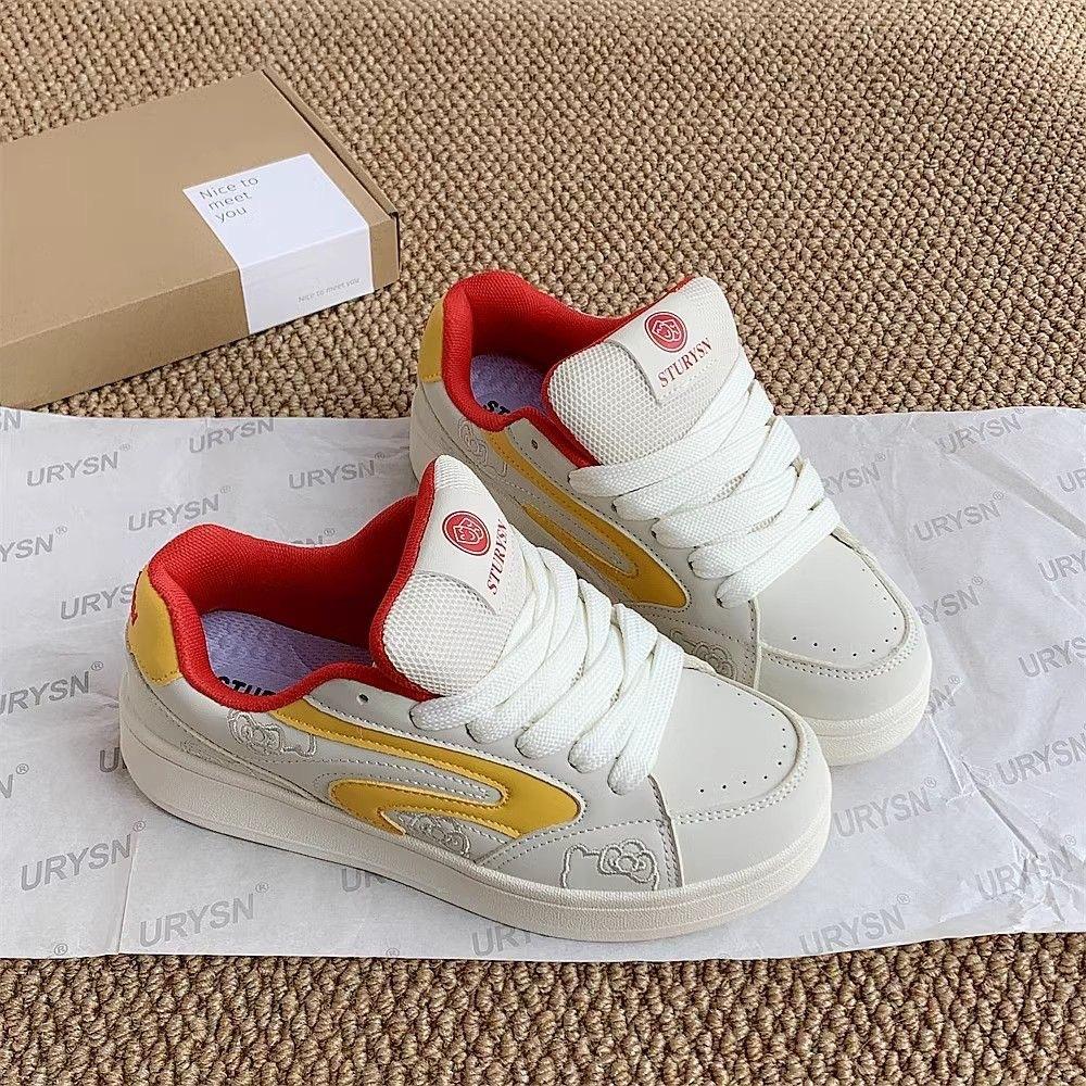 Originales Mädchenherz schwarz und pink Brotschuhe Damen ins Tide 2025 Frühling neue Board-Schuhe vielseitige lässige weiße Schuhe