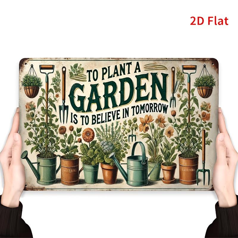 2D Flat, [2D Flat]1pcs 20.32x30.48cm 2D Flat Sign/garden decor/Tin Sign- Rectangular Iron Wall Art, Durable, Windproof & Waterpr