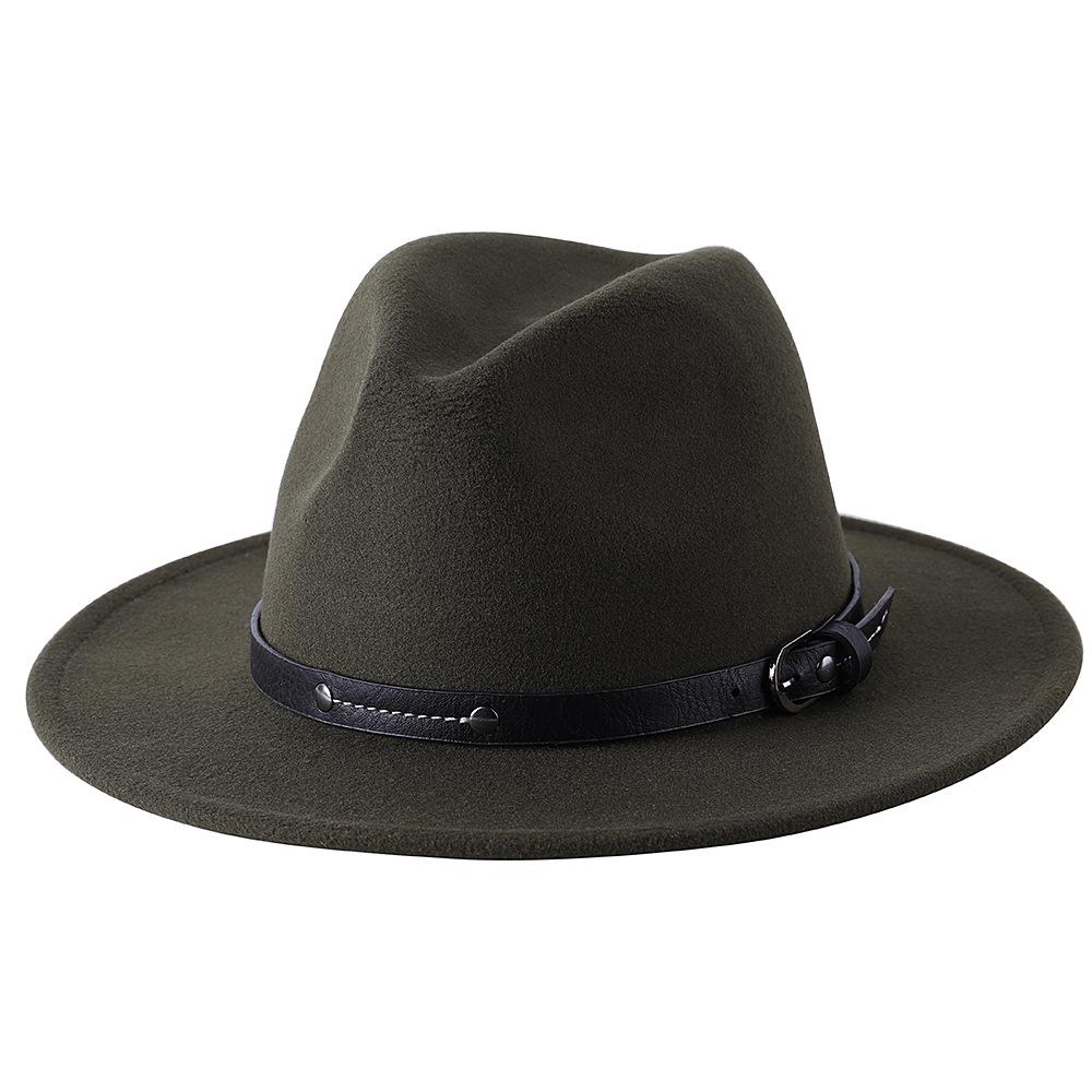 1Pc Fashion Wool Fedora Hat Men Autumn Winter Wide Brim Jazz Cap Imitation Woolen Women Church Felt British Hat