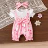 European & American Kids’ White Long-Sleeved Pink Patchwork Jumpsuit for Girls