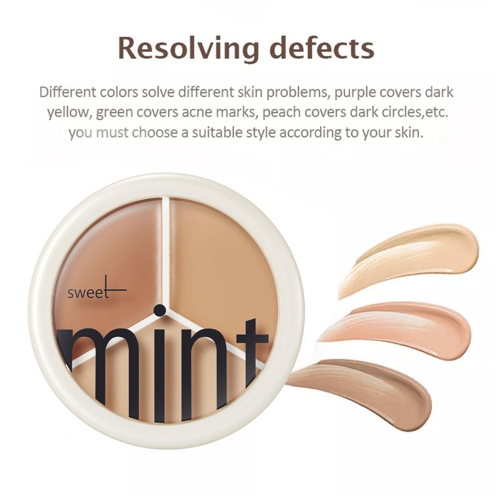 Tri-Color Concealer Palette Of Covers Dark Circles Lasting Makeup Cosmetics Face Face B9E6