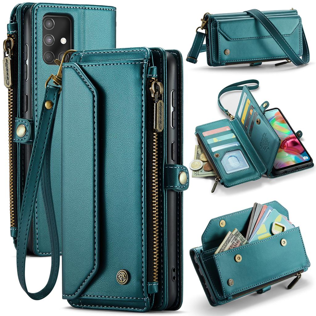 Pour Samsung Galaxy Série A12 A13 A71 S20 S21 S22 S23 S24 S25 Z Fold3 Z Fold4 Z Fold5 Z Fold6 Sac Téléphone Bandoulière Multifonctionnel en Cuir PU