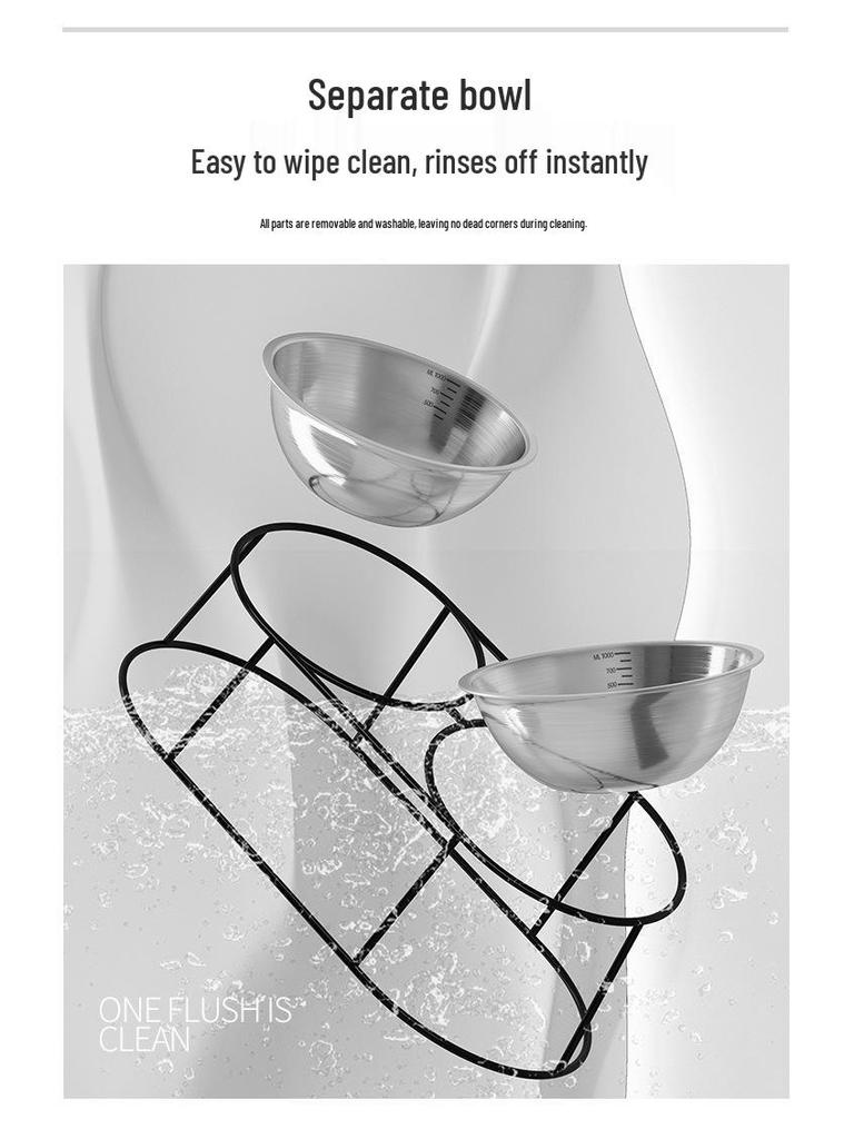 Stainless Steel Floor-Standing Pet Feeder with Double Anti-Fall Bowls for Cats and Dogs