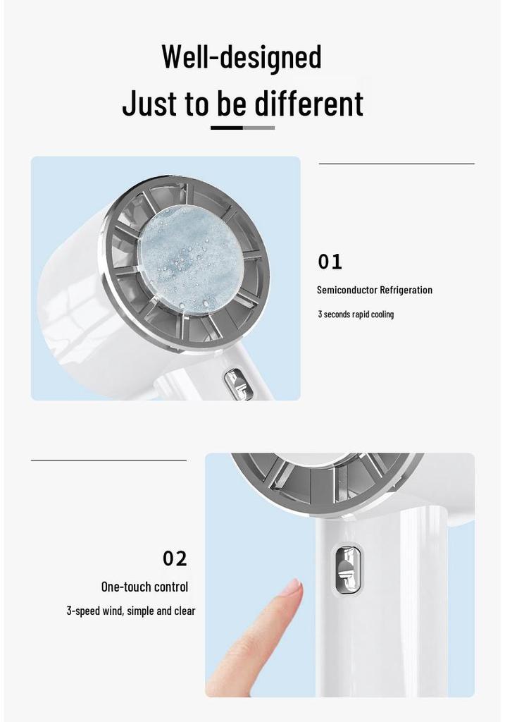 2026 Portable USB Ice Cooling Fan with Carabiner, Semiconductor Refrigeration, and High Wind Power