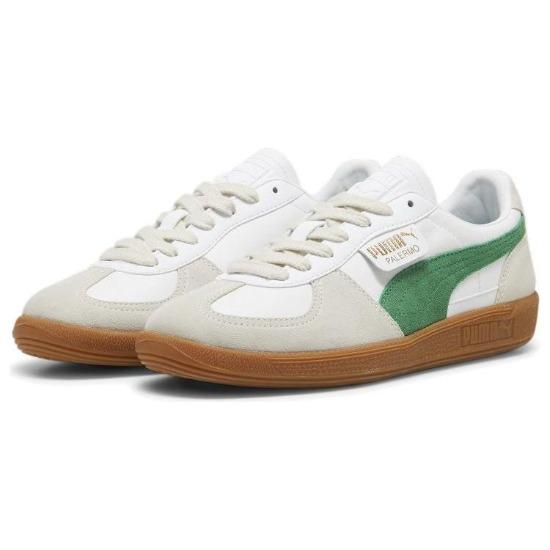 Puma Palermo Leather White Archive Green Gum Unisex Sneakers 396464-07