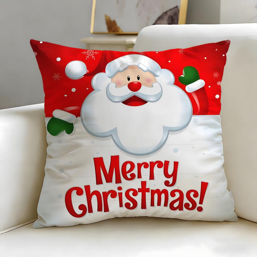Christmas theme Merry Christmas Cushion Cover Soft  EasyWash Pillow Case  Versatile for Couch Bed Travel and Office