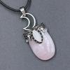Natural Stone Crystal Quartz Amethyst Necklace Natural Stone Wall Hanging Moon Stone Pendant Necklace for Women Party Jewelry