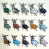 Animal Deer Embellished Metal Brooch Pin With Semi Precious Shell Inlay For Romantic Gift