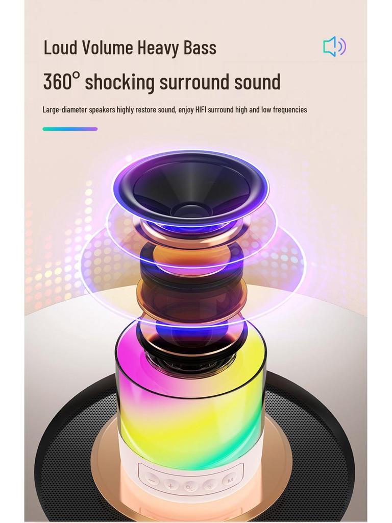 New K19 Wireless Bluetooth Speaker Microphone: Portable, Outdoor/Indoor Karaoke with Lights