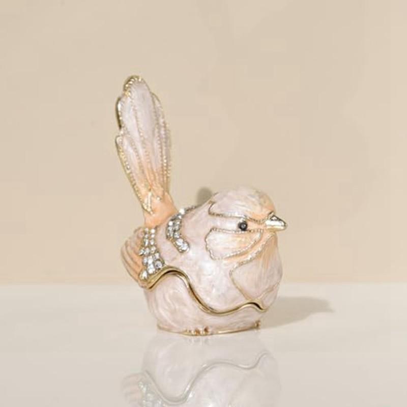 ABUL-Enamel Bird Jewelry Box, Cartoon Style, Hard Case For Rings And Small Trinkets, For Blue And For PINK