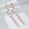 Sparkling White Natural Zircon Long Dangle Earrings For Women Fashion  Rose Gold Color Party Accessories Daily Jewelry