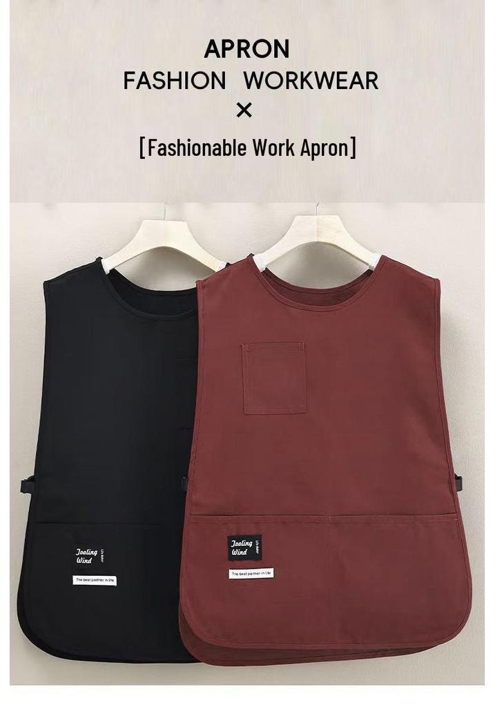 Korean-Style Water-Resistant Unisex Kitchen & Coffee Shop Apron, Breathable Vest, Plus-Size Waist Apron