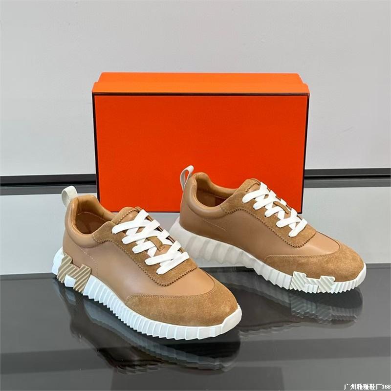 New H Cowhide Sports Breathable Trend Female Internet Celebrities with the Same Lightweight Male Couple Fashion White Shoes