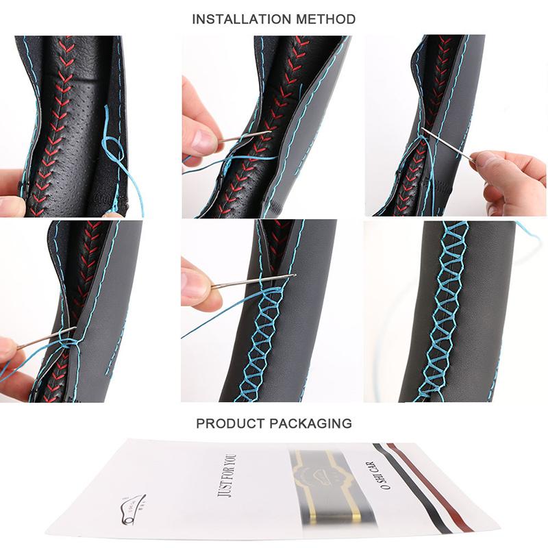 Car Steering Wheel Cover Universal 38cm Hand Sewing Solid Color Suede Braid For Car Steering Wheel Protection Vehicle