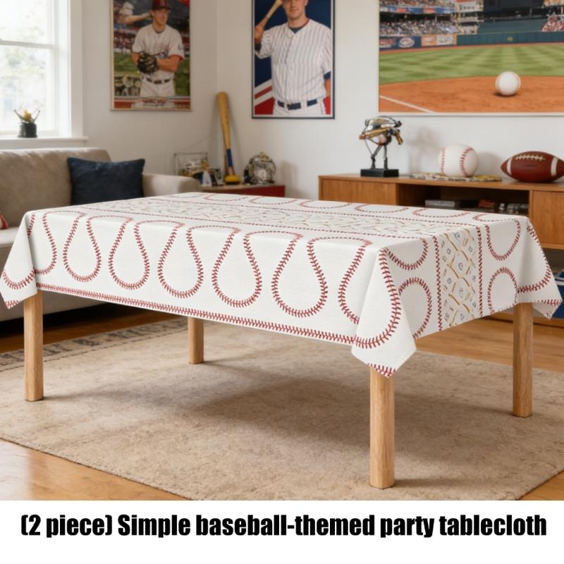 2er-Pack Sport-Dekor-Tischdecken mit Baseball-Akzent, hell für Geburtstagsfeiern und Veranstaltungen für Erwachsene HX6C