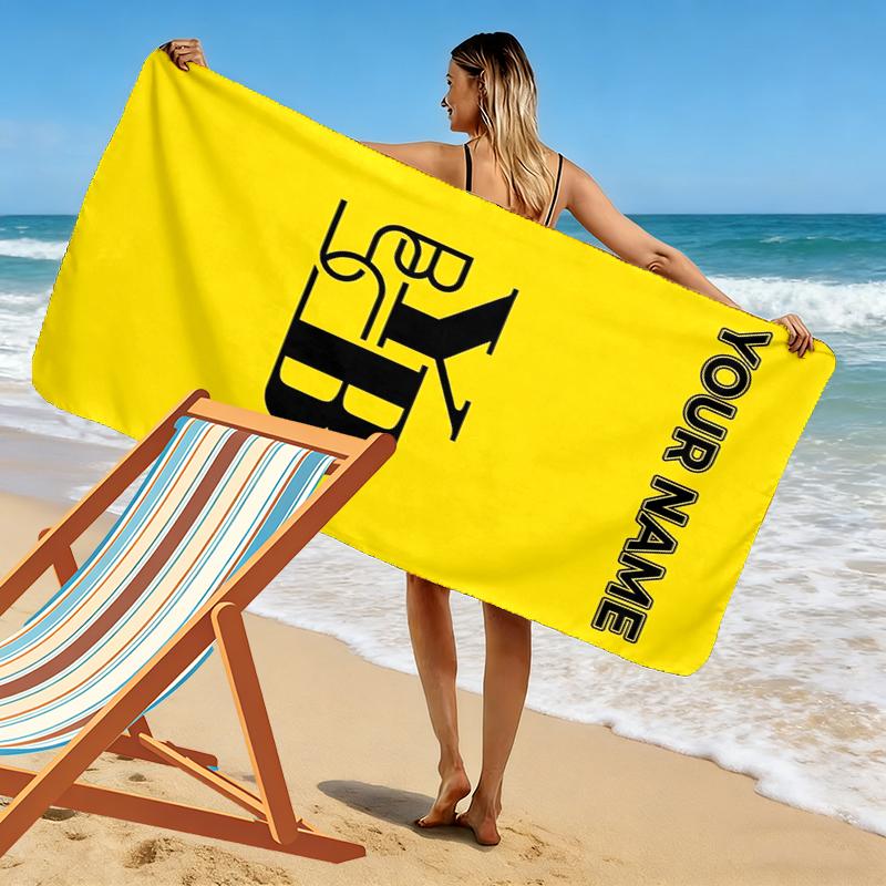Custom Name BSC Young Print Beach Towel, Large Soft Quick Dry Towel for Beach Camping Swimming