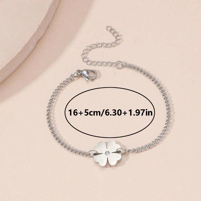 Stainless Steel Trendy Clover Double Hole Bracelet Adjustable Elasticity Stainless Steel Durable Anti Allergy Bracelet