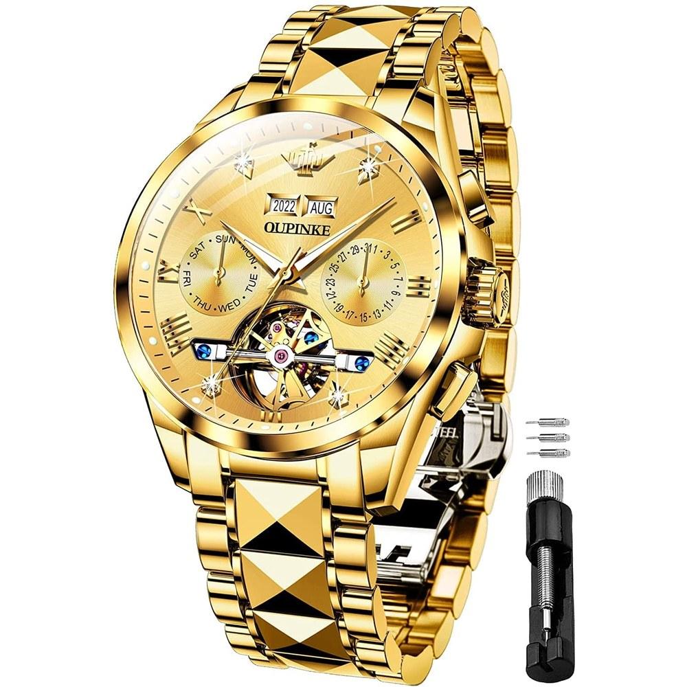 OUPINKE Men`s Automatic Business Watch Skeleton