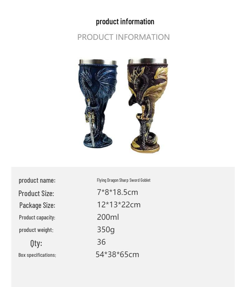 Cross-Border Dragon Sword Wine Goblet - Ice & Fire Design, Stainless Steel