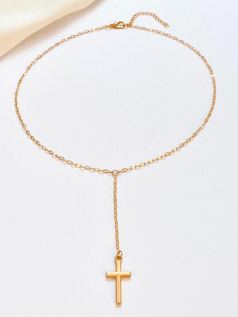 Women's Geometric Diamond Cross Necklace - European & American Punk Hip-Hop Style Choker