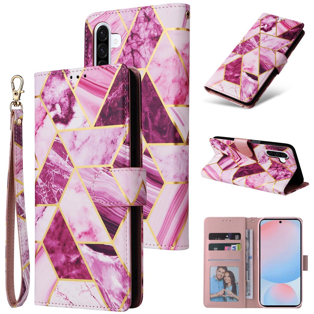 For Samsung Galaxy A56 5G Case Lacquered Marble Pattern Leather Phone Cover
