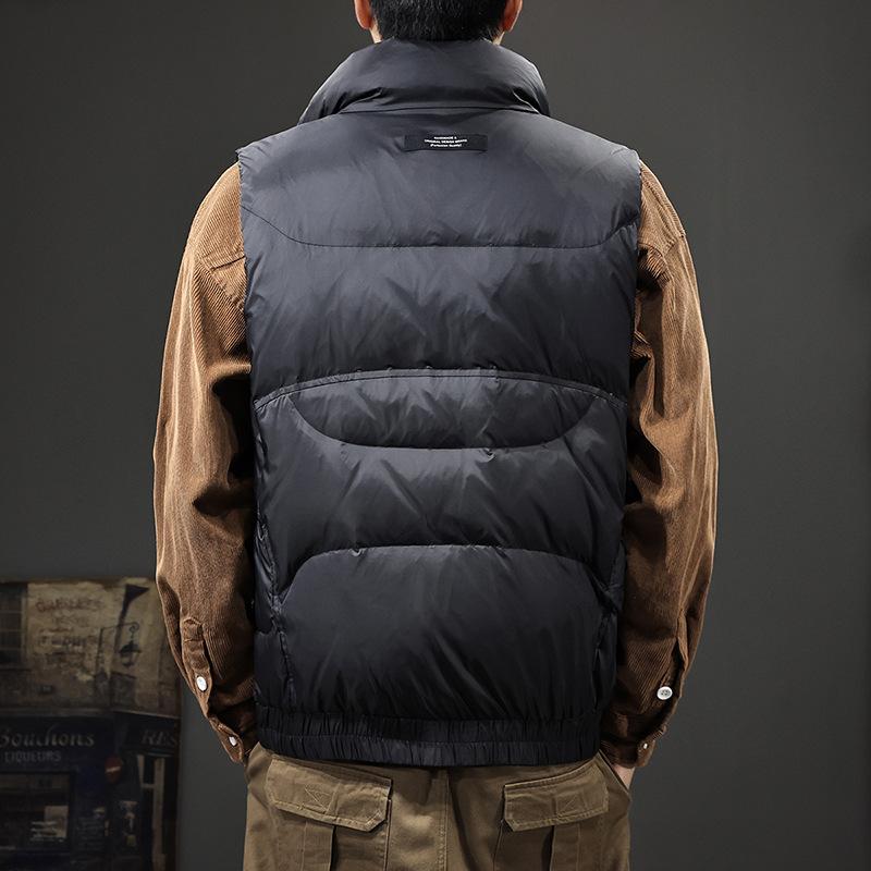 Winterlicht weiße Entendaunen Stehkragen Daunenweste Herrenweste Thermoweste Amerikanische Trendmarke ärmellose Jacke