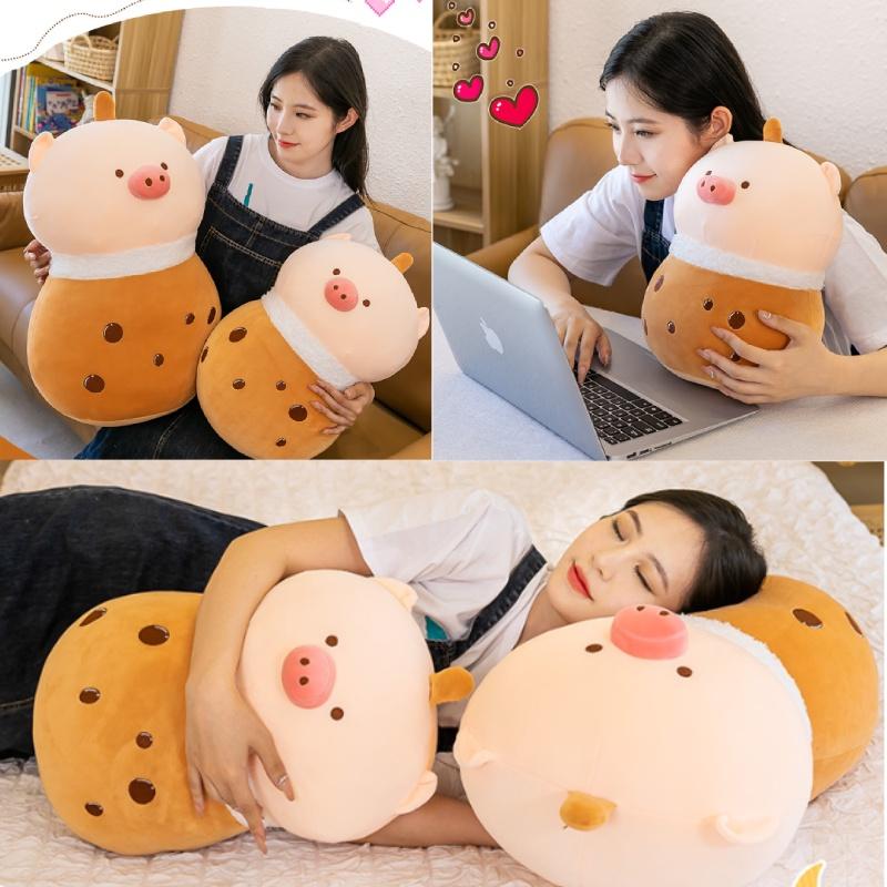 Big Brown Plush Pig Doll Toy For Kids, Creative Gift Idea With Pp Cotton Material