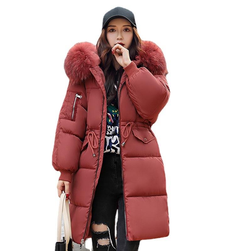 Down cotton-padded clothes, women's medium and long bread clothes, large fur collar cotton-padded jackets, new thickened cotton-padded jackets,