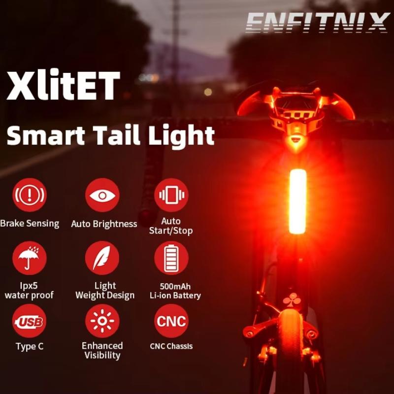 Bicycle Taillights Auto Start/Stop Bike Rear Smart Taillight Usb /Type C Charging Waterproof Brake Sensing Light