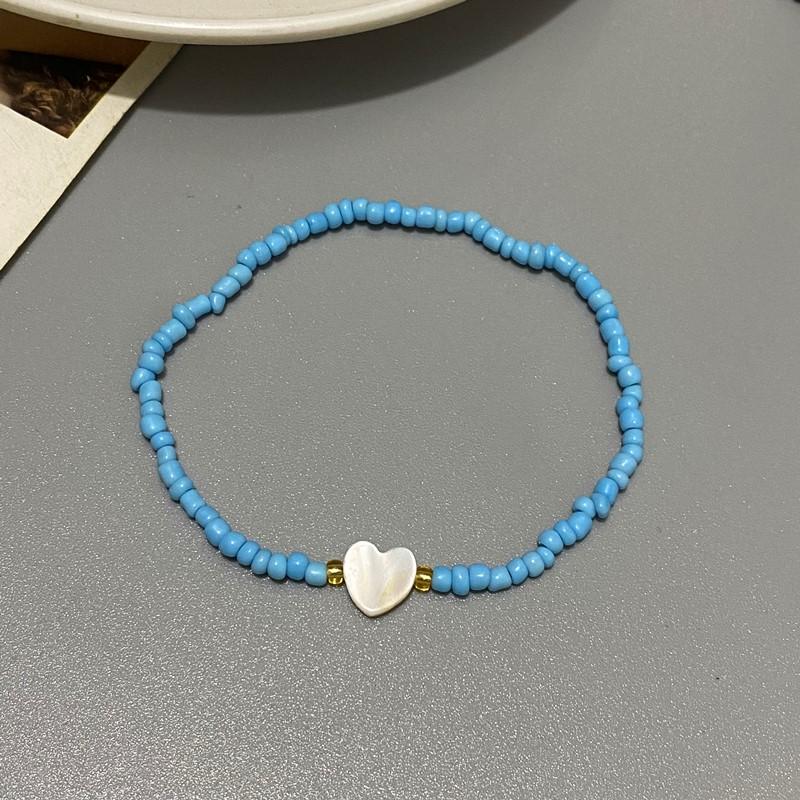 Small Glasses Beads Bracelet for Girl Women Nature Shell Love Heart Hand Jewelry Gift for Friend