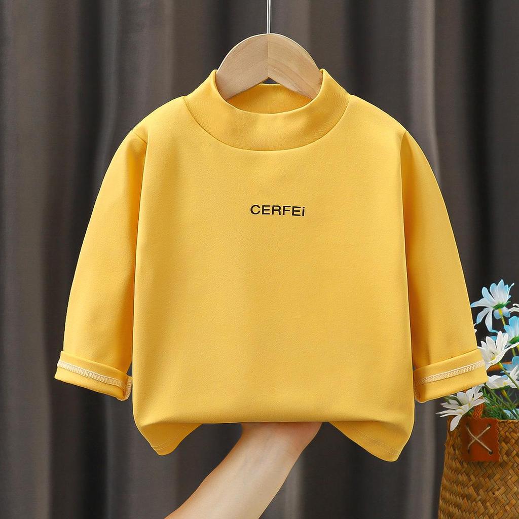 Children's Thermal Fleece Long-Sleeve Top, Base Layer Round Neck Shirt for Autumn/Winter.