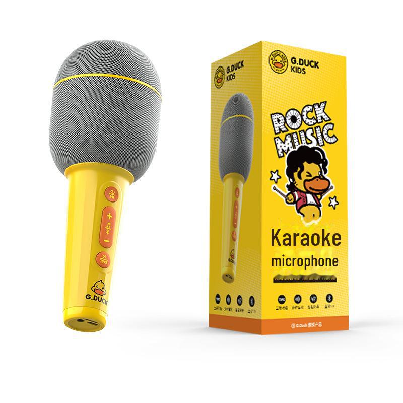 Детский Bluetooth-микрофон для караоке и колонка в одном G.DUCK жёлтый
