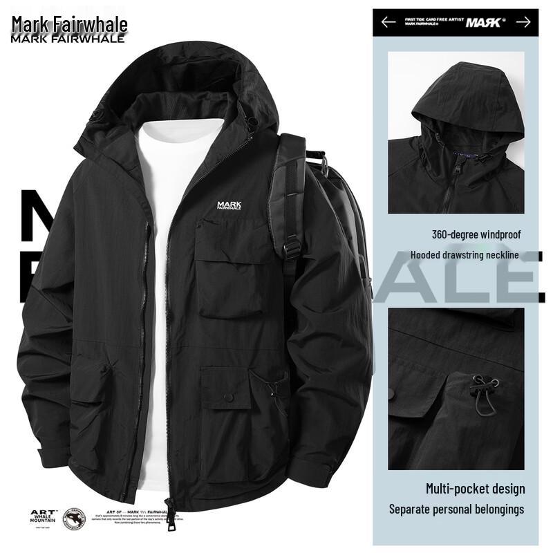 MARK FAIRWHALE Men s Hooded Multi-Pocket Outdoor Jacket M