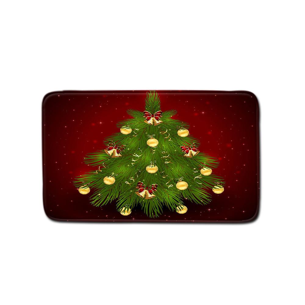 Christmas Shower Curtain Floor Mat Combination Four-Piece Set Bathroom Toilet Carpet Shower Room Mat Foot Mat