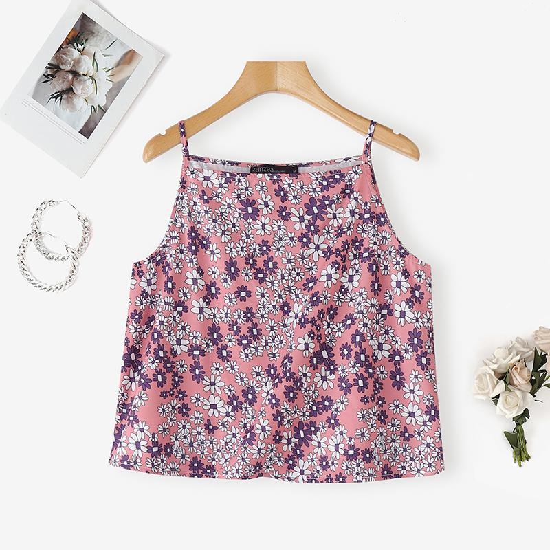 ZANZEA Women Summer Casual Floral Print Sleeveless Sling Camisoles