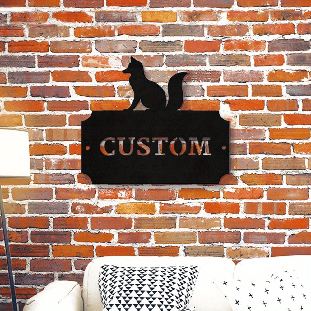 Metal Address Sign Fox Design House Number Plaque Outdoor Door Decor Custom