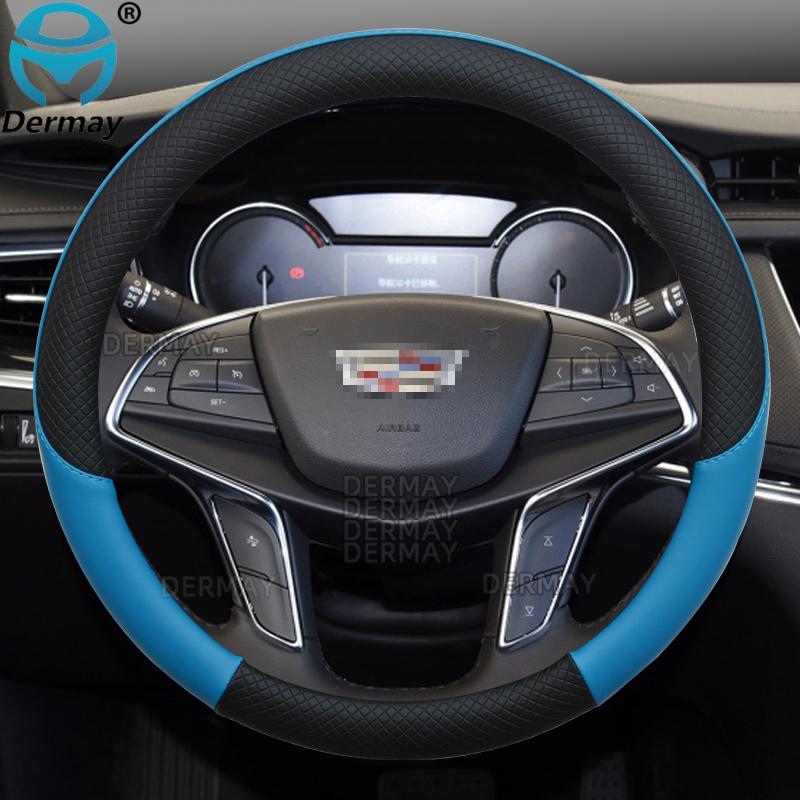 100% DERMAY Brand for Cadillac ATS XT4 XT5 XT6 CTS CT4 CT5 CT6 Car Steering Wheel Cover Microfiber Leather Auto Accessories