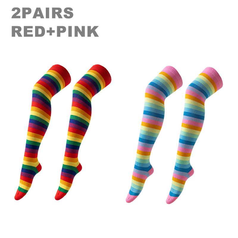 Women’s Striped Pastel Rainbow Over-the-Knee Socks – Cute, Comfortable Style for Parties and Everyday Outfits