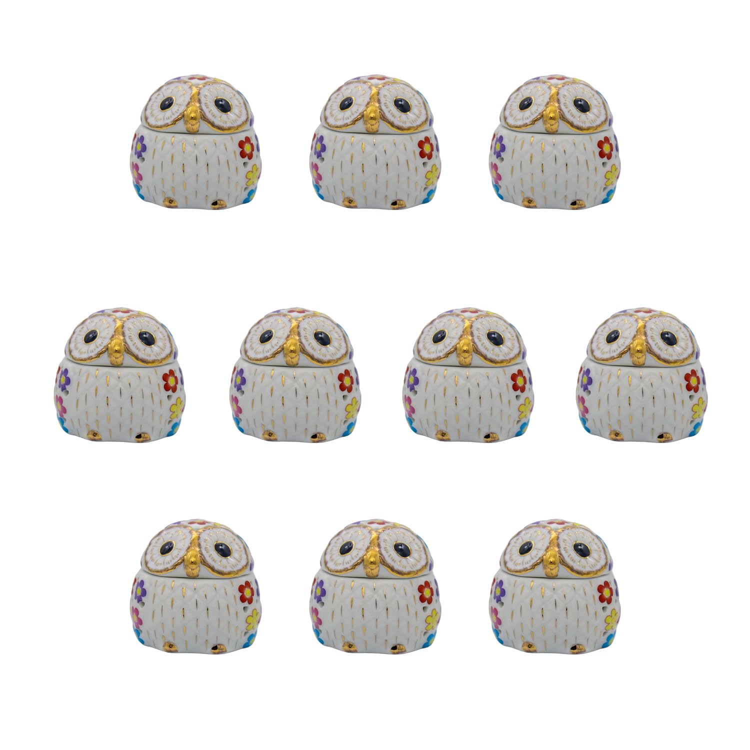 

Set of 10 Large Flower Owl Trinket Boxes (Mixed Design) - 8cm Long [No Hardship] - Celebrated as the God of Learning in Europe - For Commercial Use