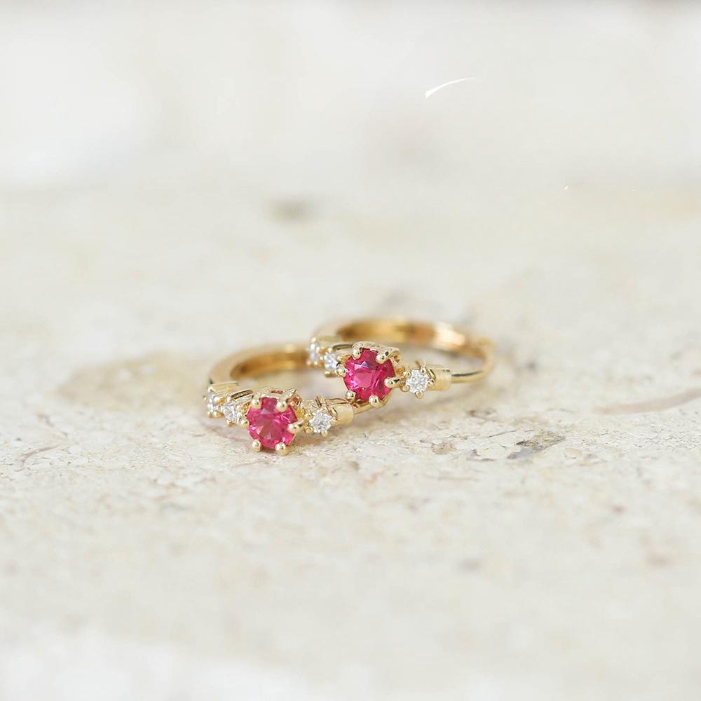 Cherry Blossom 18k Gold-Plated Pink Corundum & Zirconia Earrings 18K Gold - Pair