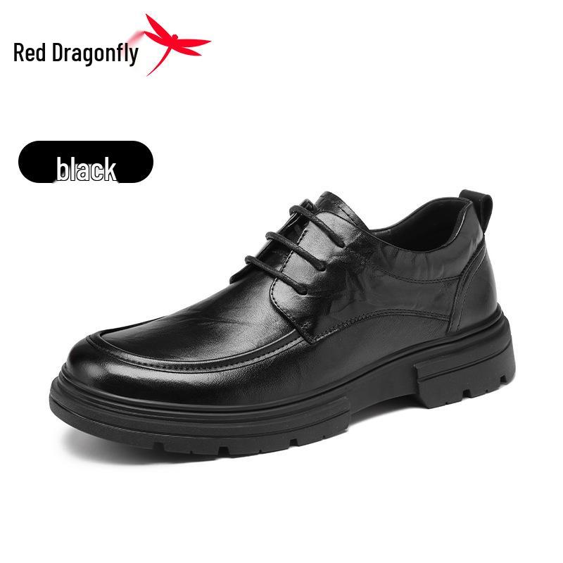 Red Dragonfly Men s Height-Boosting Genuine Leather Shoes - Thick Sole Autumn/Winter Casual Business Footwear 40 чёрный