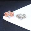 Luxury Iced Out Crown Princess Rings For Women Elegant Cubic Zirconia Stacking Engagement Wedding Ring Set Finger Jewelry R349