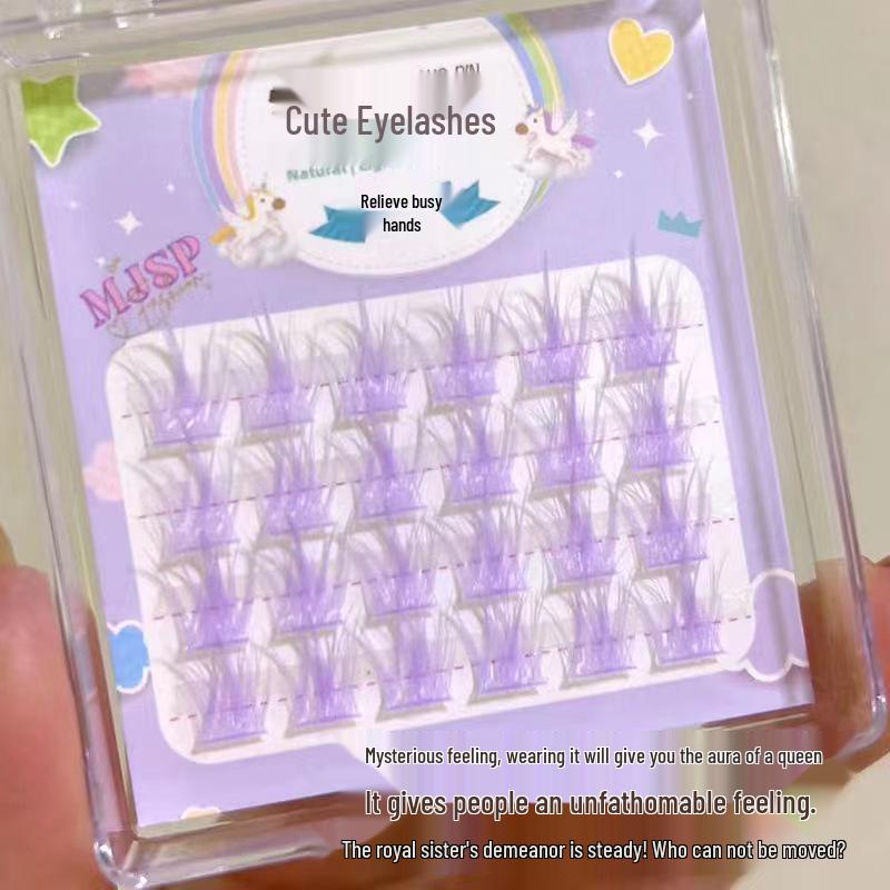 Mengjie Shangpin Colorful False Eyelashes - Natural White, Blue, Purple, Pink - Spicy Girl Little Devil COS Style.