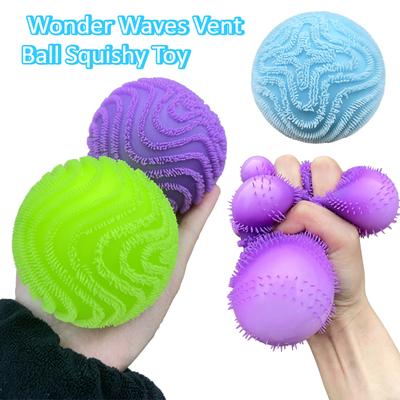 Needoh Fuzz Ball Wonder Waves Vent Ball Squishy Toy Textured Stress Relief Fidget Ball Squeeze For Adults Anti-Anxiety Toy