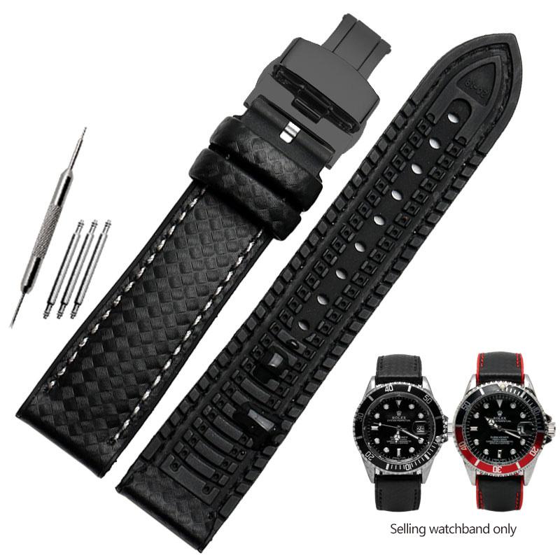 Silikonowy Pasek z Włókna Węglowego Wodoodporny Pasek do Zegarka dla Omega Speed Master Gumowy Zamiennik Męska Bransoleta Pasek 18mm 20mm 22mm 24mm