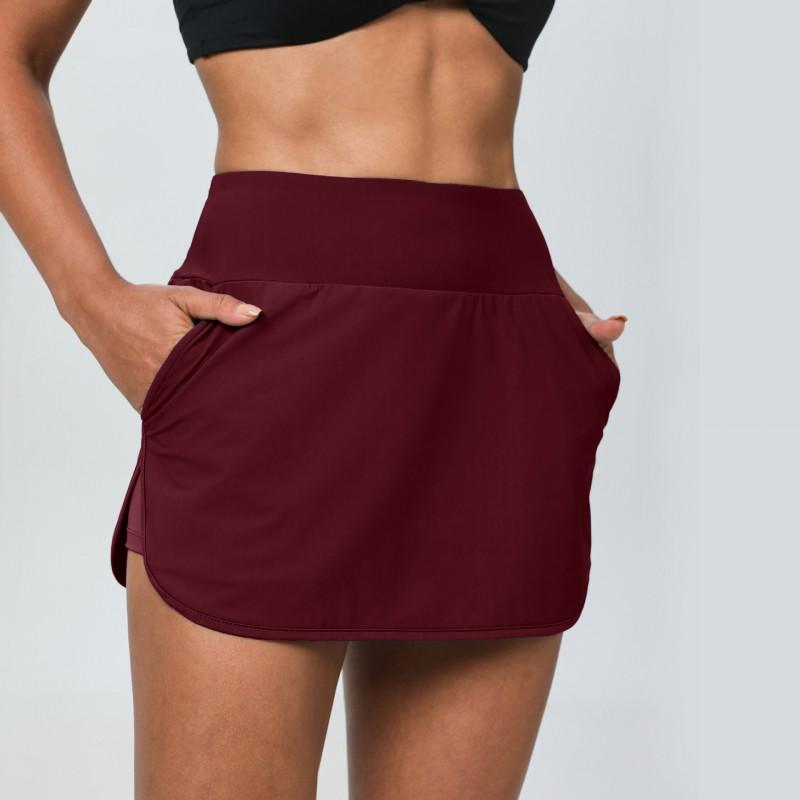 High-Waisted Quick-Dry Tennis Skirt Women Running Yoga Fitness Sporty Short With Built-in Shorts