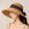 Summer Big Brim Sunscreen Straw Hat Bow Ribbon Vacation Travel Sunshade Fisherman Hat