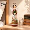 Blumenwinkel Statue Vintage Blumige Figur Dekoration Handgeschnitzte Engelsstatue Dekorative Einzigartige Geschenkfigur Heimtischdekoration für Wohnzimmer