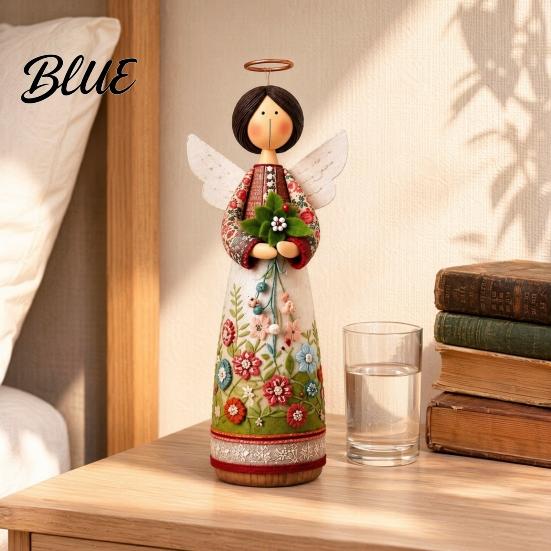 Blumenwinkel Statue Vintage Blumige Figur Dekoration Handgeschnitzte Engelsstatue Dekorative Einzigartige Geschenkfigur Heimtischdekoration für Wohnzimmer