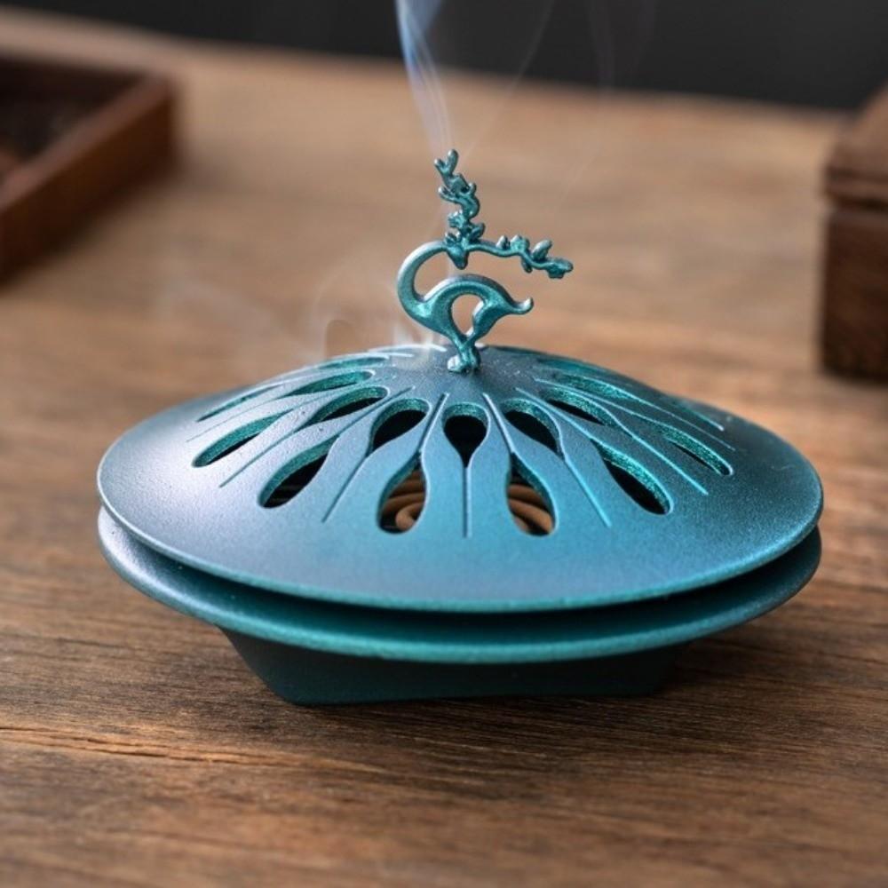 Lucky Deer Backflow Incense Holder Hollow Lid Desktop Aromatherapy Hollow Incense Burner Home